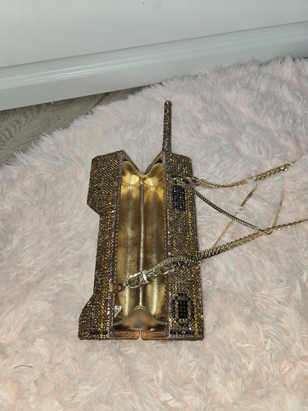 Gold Rhinestone Retro Cell Phone Handbag - Picture 4 of 5